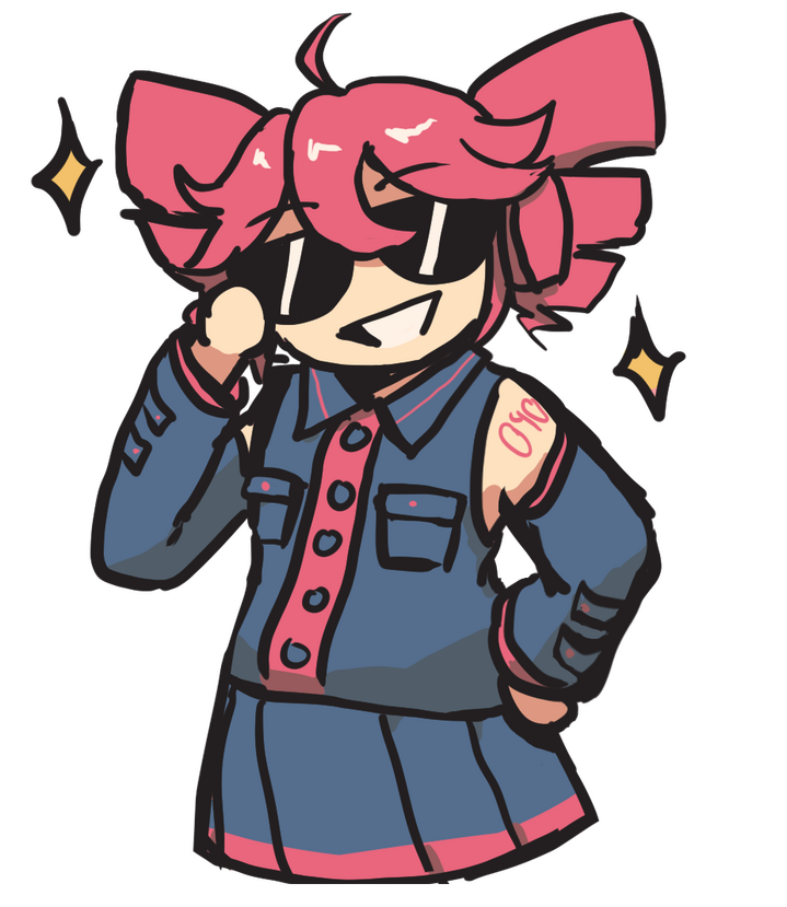 Kasane Teto wearing sunglasses and posing in a cool way.